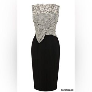 Karen Millen Graphic Lace & Tweed Sheath Dress